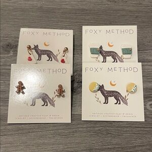 Foxy Method Artisan Earrings Set of four pairs of clay stud earrings, NEW